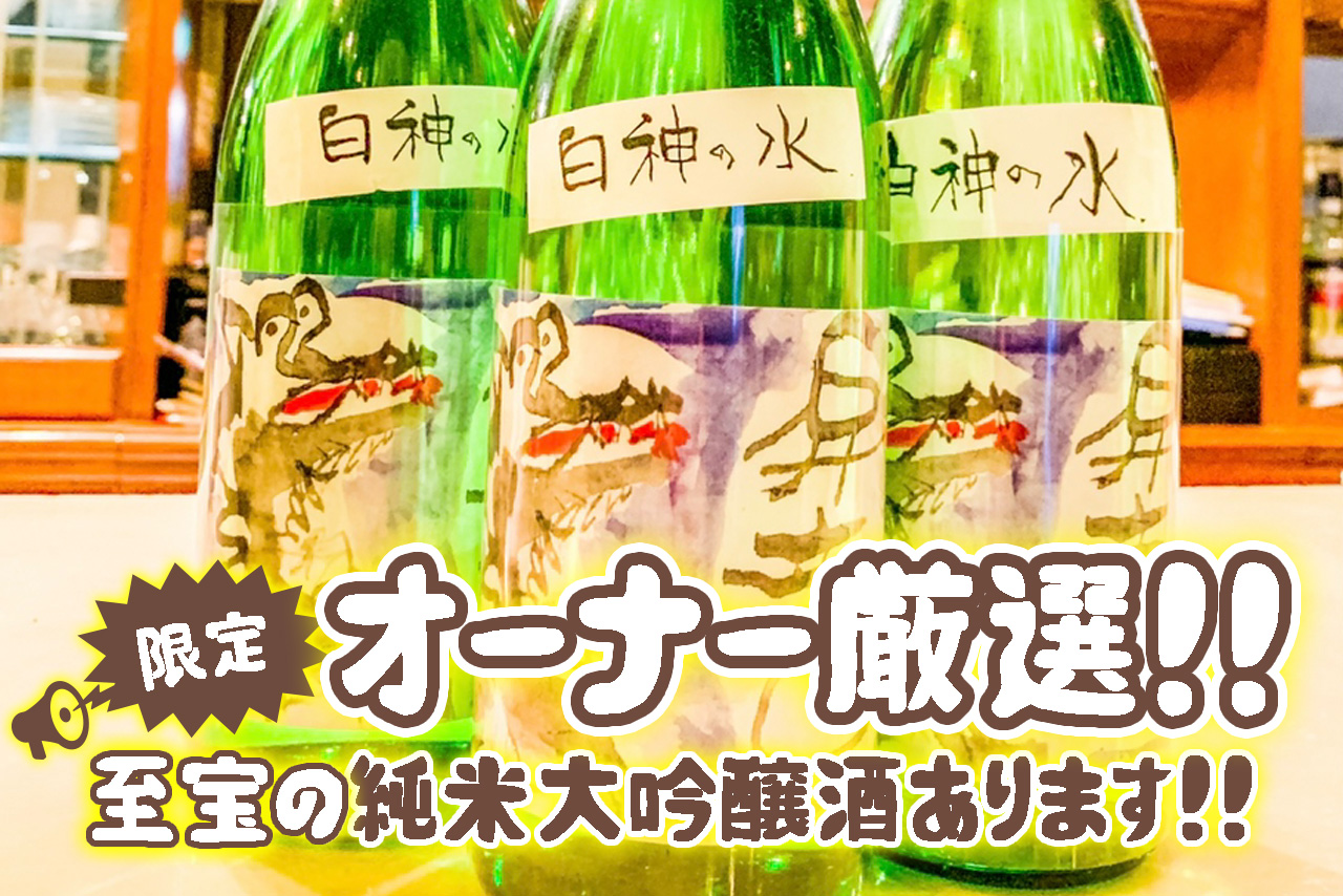 【限定】オーナー厳選!!至宝の純米大吟醸酒あります!!